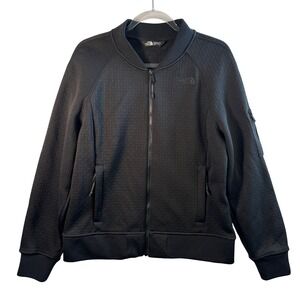 The North Face Kelana Bomber Jacket Black Diamond Quilted Fleece Womens L Zip
